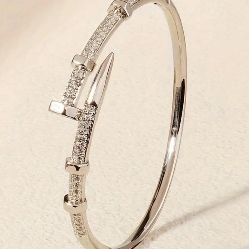 Hardware Silver Stainless Steel Bangle Bracelet 58$